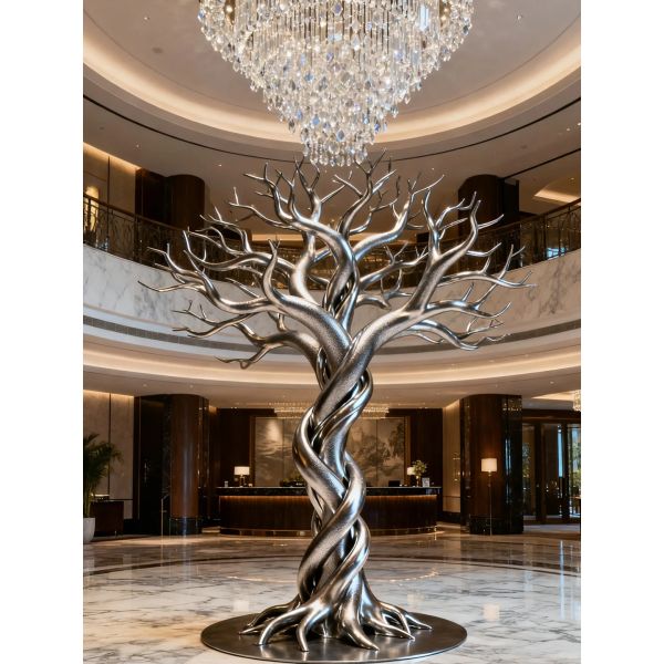 Modern Artistic Metal Tree Installation for Resort Garden Public Art Zone Decoration