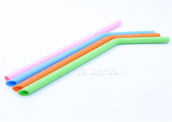 Safe Bubble Tea Straws With Brush , Silicone Boba Straws No Rubber Taste