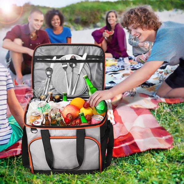 40 Cans Insulated Cooler Tote Bags Stylish With Insulated Compartment Hiking BBQ Party