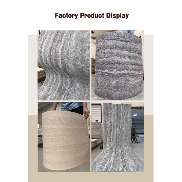 Factory Wholesales New Tech Interior Exterior Soft Curved Wall Stone Veneer Big Slab Fireproof Flexible Travertine Stone