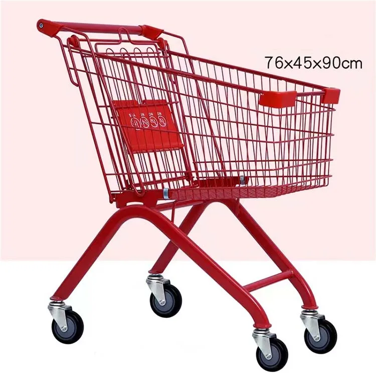 Аксессуары супермаркетов для тяжелых грузов Металлическая розовая тележка для покупок складная