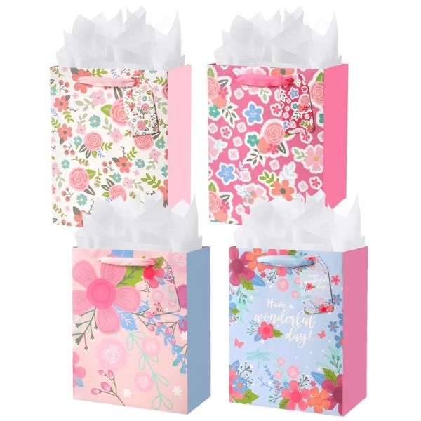Custom Color Accepted Fashion Flower Printing Fancy Shopping Paper Bags For Presents