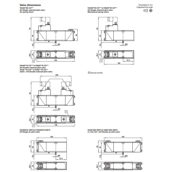 Деятельность 5 2 соленоид Norgren V44A517D-C313A клапана усилителя сервопривода AC ISO напряжения тока 24Vdc мини