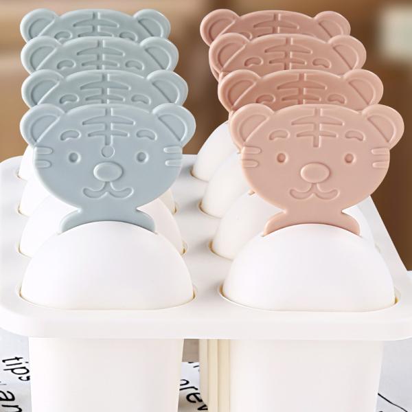 8 Cute Plastic Ice Cream Reusable Popsicle Mold Food Grade