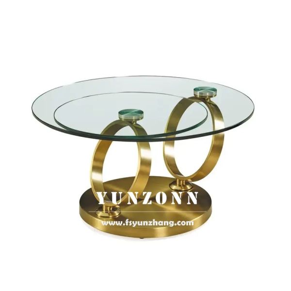 Modern Multifunctional Coffee Table with Double Tempered Glass Top Rotating Round Design Living Room Dining Home Kitchen Bedroom