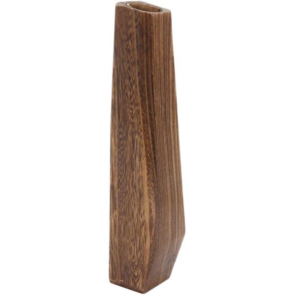 Indoor Decorations Wooden Vase with Handmade Design and Pure Color Glass Holder