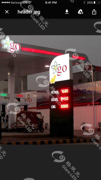 Iron Casing 24-inch Gas Station LED Display Board for Outdoor and IP65 Waterproof