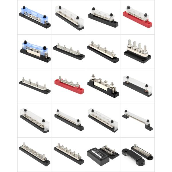 Lord of Tools 4 Post Way 4P 2Pcs Screws Power Distribution Block Busbar Power Black Red