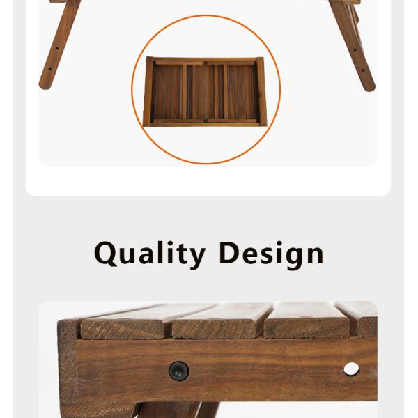 Folding Oak Camping Table 67x39cm with 30kg Load Capacity