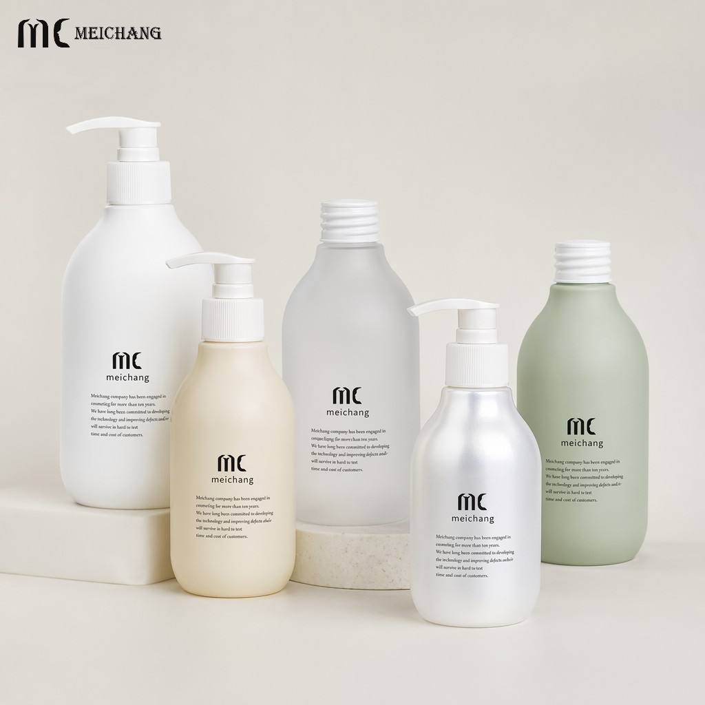 100ml-500ml Round PE Shampoo Bottle with Lotion Pump Custom Plastic Personal Care Packaging Bottle（MC-440）