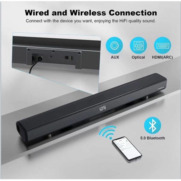 2.1 Built In Subwoofer High Stereo Theater Loudspeaker Karaoke Home Audio Soundbar With Wireless Microphone