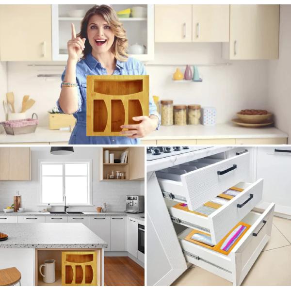 Drawer Bamboo Ziploc Bag Organizer Food Storage