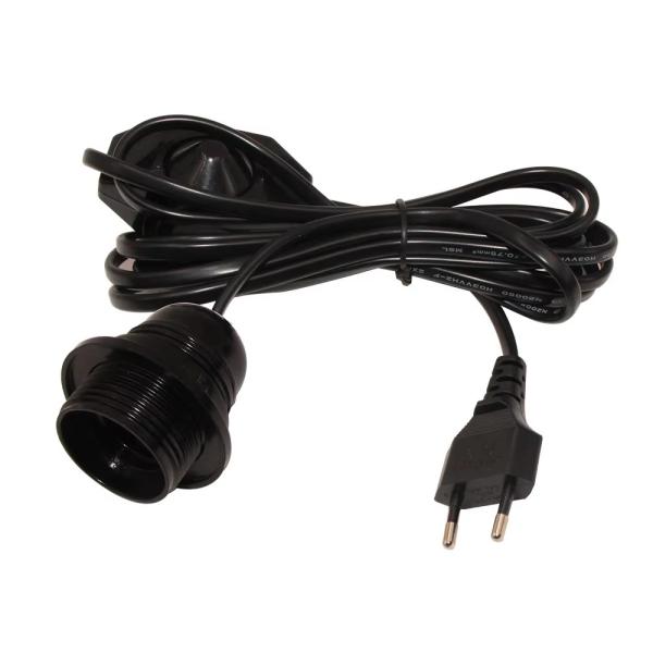 EU Plug E26 Bulb Holder Cable with Rotary Dimmer Switch 250V 4A
