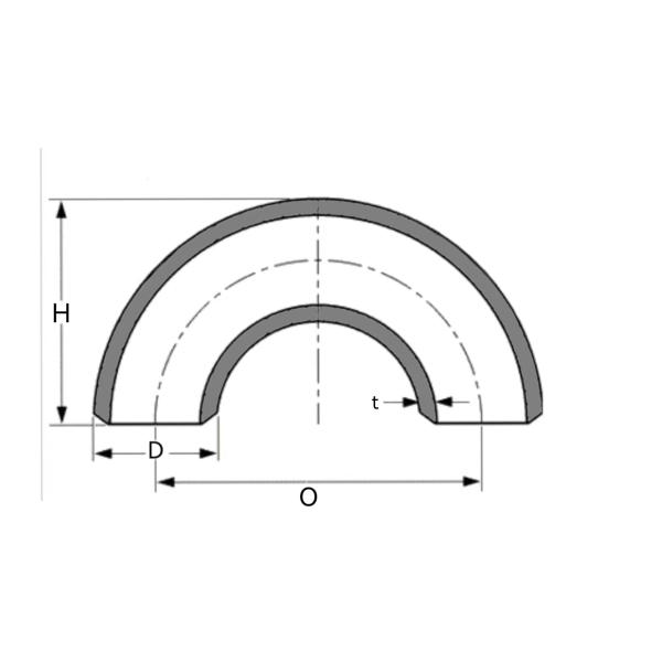 EN10253-1 S235 S265 3D Radius Carbon Steel/ Alloy Steel 180 Degree Pipe Fitting Black Painting For Piping System