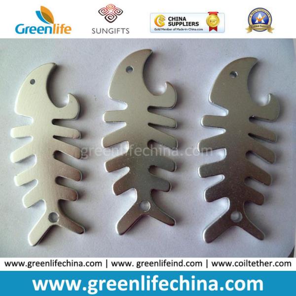 Top Quality Silver Plating Surface Promotional Bottle Opener w/Black Logo Printing