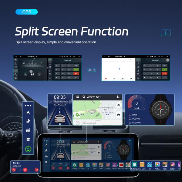 USB подключение 12,3 дюйма полный сенсорный экран QLED Android Автомобильное радио Универсальный год 6 128 ГБ