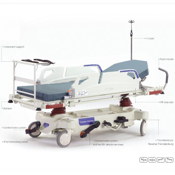 Hydraulic ABS Hospital Nursing Bed Transfer Stretcher Emergency Bed For Patient
