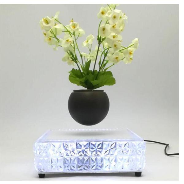 led light crystal base magnetic floating levitate air bonsai plant pot for christmas gift