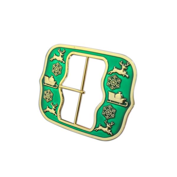Translucent Enamel Color Santa Claus Christmas Belt Buckle Gold Zinc Alloy Die Cast