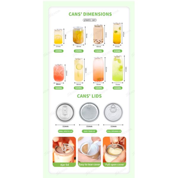 Customizable Logo Transparent Plastic Can For Juice Soda Bottle Pull Ring Lid