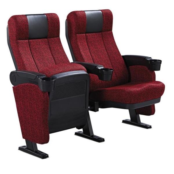 Moveable Armrest Audience Seating Chairs Flame Retardant Fabric ISO