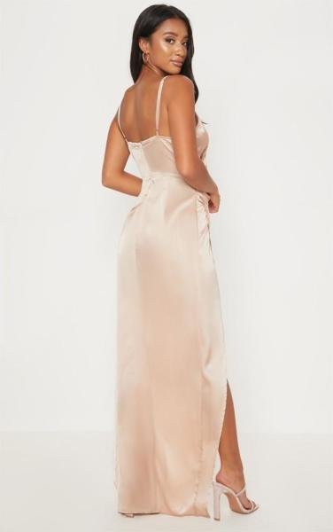 Cetim ocasional novo de Champagne de 2019 vestido mulheres das chegadas do pequeno e sexy maxi