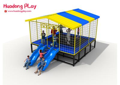 Combined Trampoline Park Equipment ,  25 Sqm Square Trampoline With Slide Roof