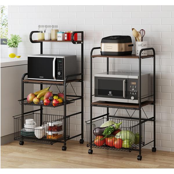 Household Kitchen Living Room Floor Rack Removable Three-Story Rectangular Storage Rack