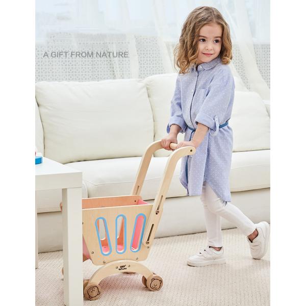 Children's Double Deck Wooden Toy Shopping Trolley