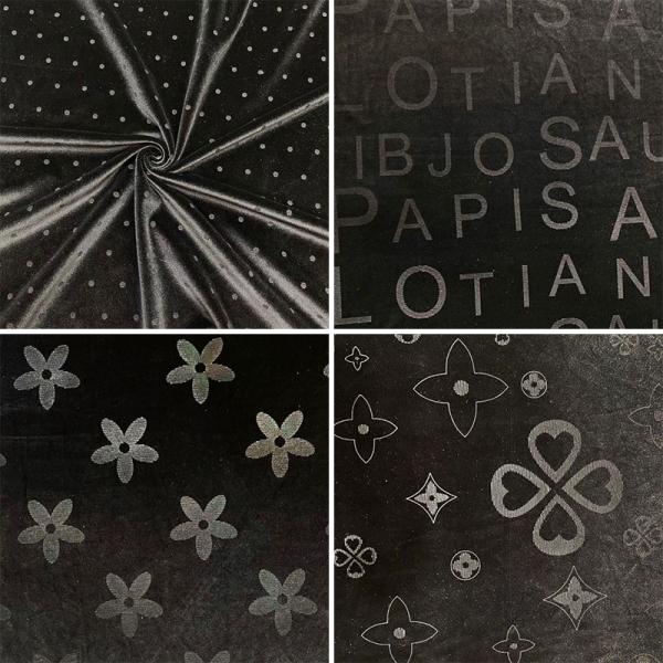 57 inch Polyester Velvet Velour Fabric Tie Dye Velvet Fabric Floral Printed