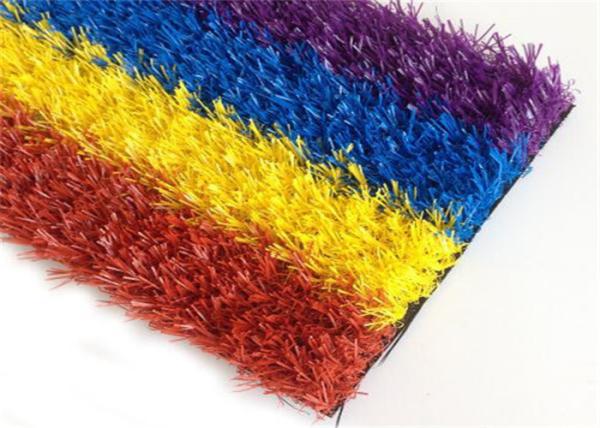 Colorful Synthetic Faux Turf Grass , Artificial Turf Backyard For Kindergarden