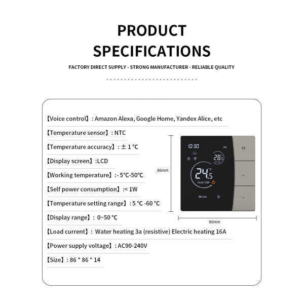 SIXWGH Smart WiFi Thermostat for Hotel Use Tuya App Voice Control Electric Floor Heating 16A Load LCD Temperature Controller
