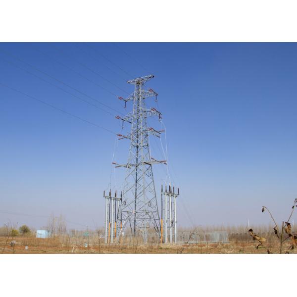 High Strength Electricity Pylons , 4 Legged Steel Lattice Masts Structure