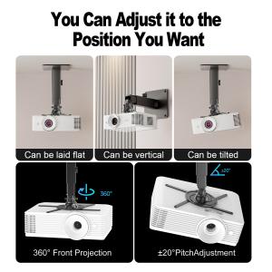 Black Projector Ceiling Mount 25cm - 35cm Extendable Projector Ceiling Mount