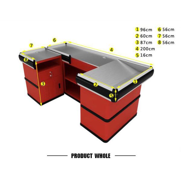 Супермаркет Check Out Counter Холодный прокат стального материала Магазин Cash Counter