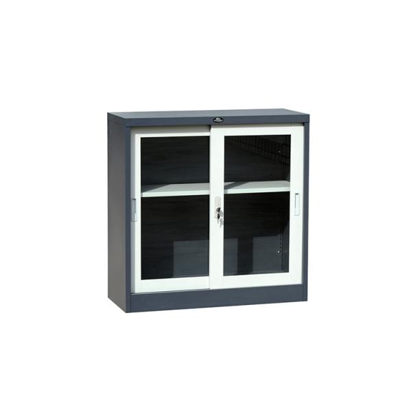 Waterproof  Iron White 2 Tiers Glass Door Filing Cabinet