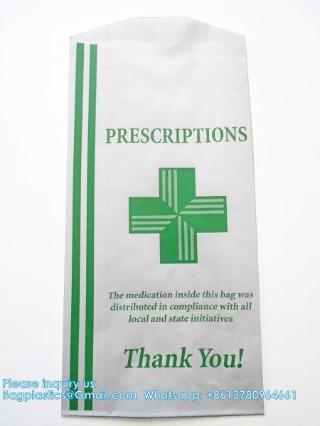 Pharmacy Bag, Prescription Bag 8 x 5 x 17”Pharmacy Paper Bag  Medicine Container, Medication Pack