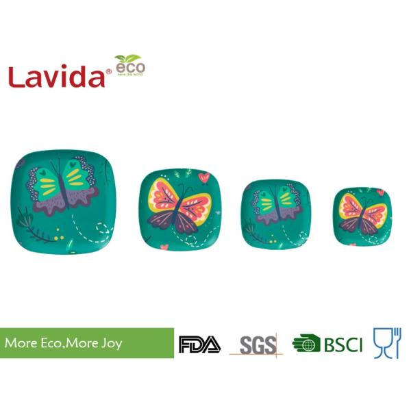 Colorful Tropical Butterfly Style Bamboo Dinnerware Set Eco - Friendly For Indoor / Outdoor