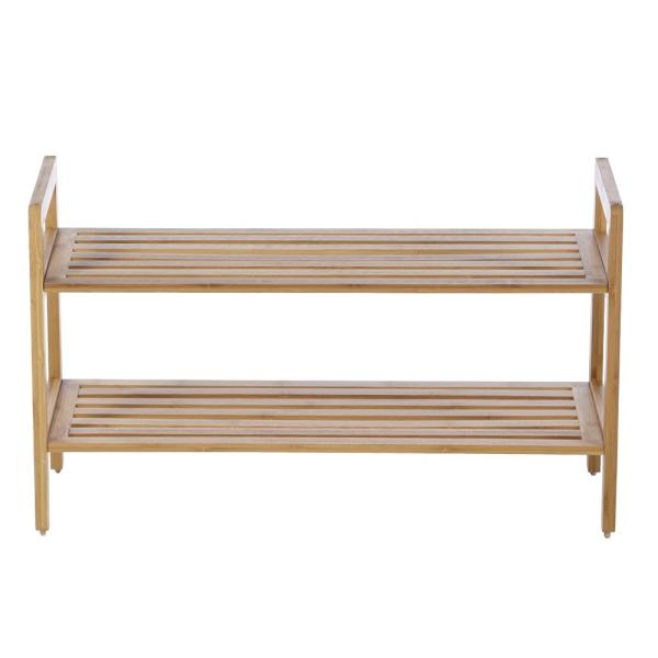 Fashionable Rectangular 2 Tier Bamboo Shoe Rack Household Essentials