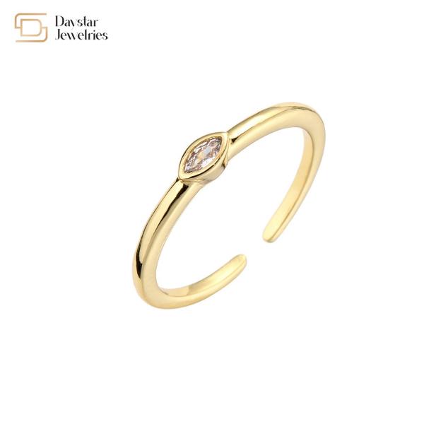Adjustable Stack Zircon Gold Plated Marquise Diamond Rings Women Men Jewelry