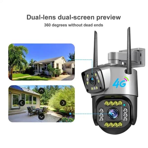 4G PTZ WIFI Security Ip Camera Outdoor Dual Lens Network