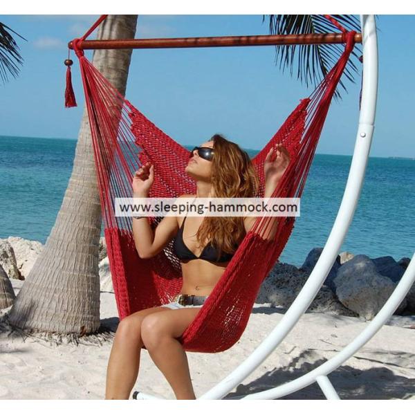 Red Folding Jumbo Deluxe Hanging Hammock Rope Chair For Two Outside Indoor Outdoor