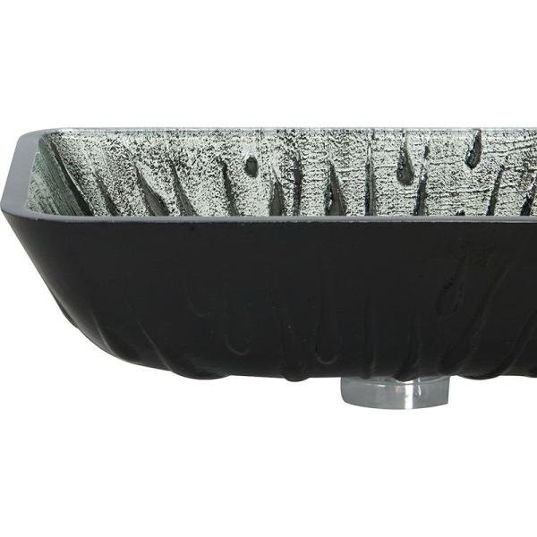 Gray Rectangular Vessel Sink Hot Melt Hand Drawing Tempered Glass Vanity Sink