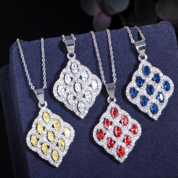 CZ modern tribal beaded cubic zirconia stone silver Necklace Bracele Earring Ring jewelry set necklace set jewelry set