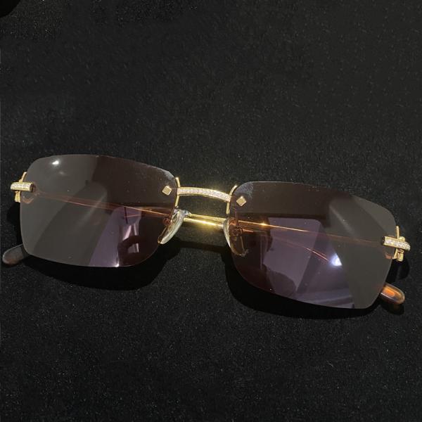 Verres élégants Diamond Cut Sunglasses sans monture d'or de Hip Hop d'or massif