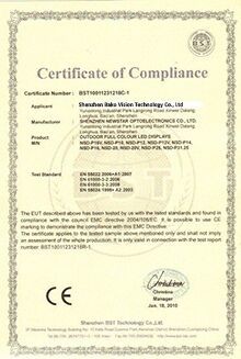 LED Vision Technology Limited Certifications