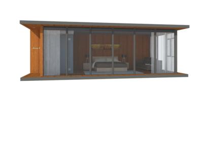 A casa cinzenta de madeira clara da casa pré-fabricada moderna com casa pré-fabricada de 1 andares dirige