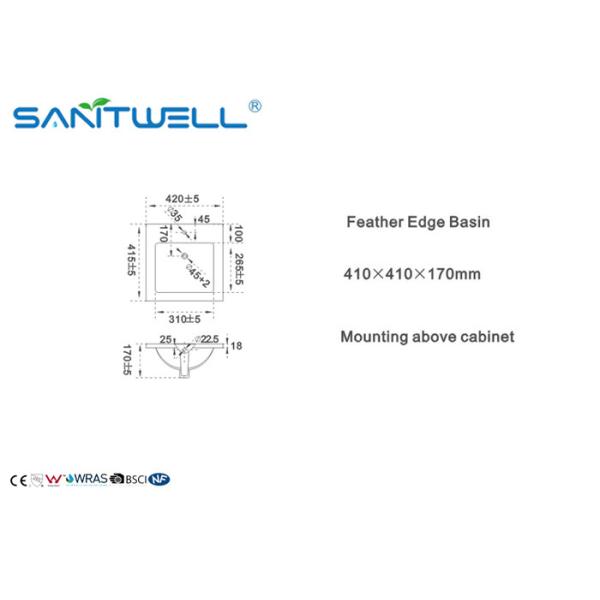 Крытый встречный верхний таз мытья с раковиной и Faucet AB8003-40 410×410×170mm