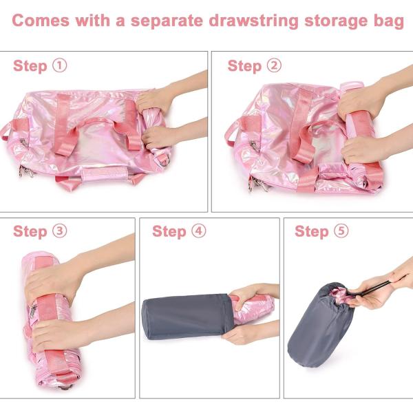 Water Resistant Polyester Metalic Pink Color Overnight Weekender Gym Dance Bag with Wet pocket