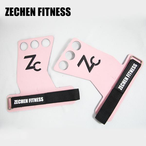 Pink Crossfit Hand Grips 2.25mm 3 Holes Gymnastic Palm Guards Suede Microfiber Leather